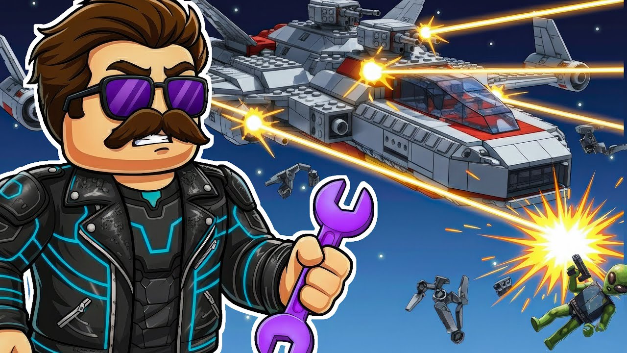با سفینه ای که ساختم به آدم فضایی ها حمله کردیم ! 😂🔥 | Roblox : Build A SpaceShip