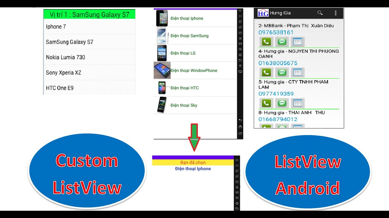 Lập trình Android - Bài 17: Custom ListView, Tuỳ biến ListView, Listview nâng cao