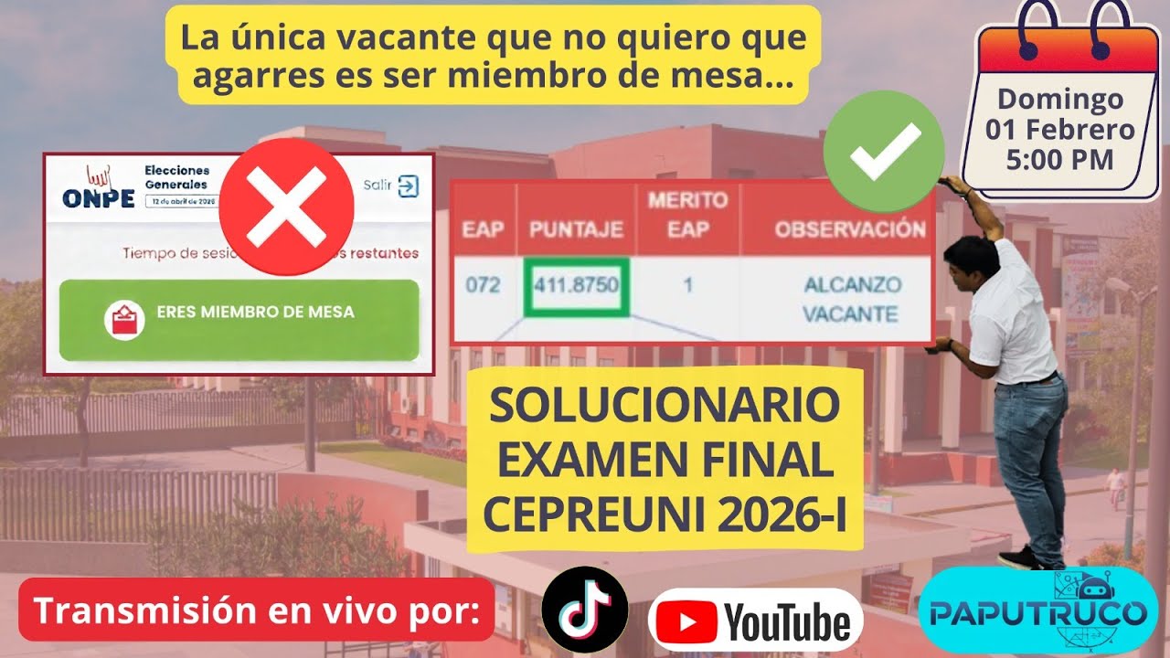 Solucionario Examen Final CEPREUNI UNI 2026 - I