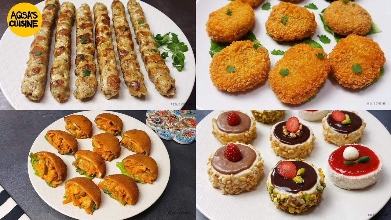 Iftar Recipes, Chicken Cheese Kabab,  Chicken Nuggets,Chicken Bread Pockets Dessert, Ramadan Recipes