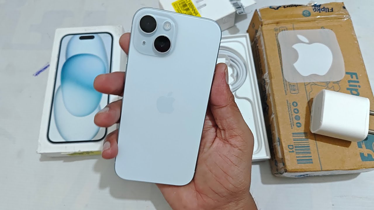 iphone 15 blue colour 128gb 5G smartphone unboxing