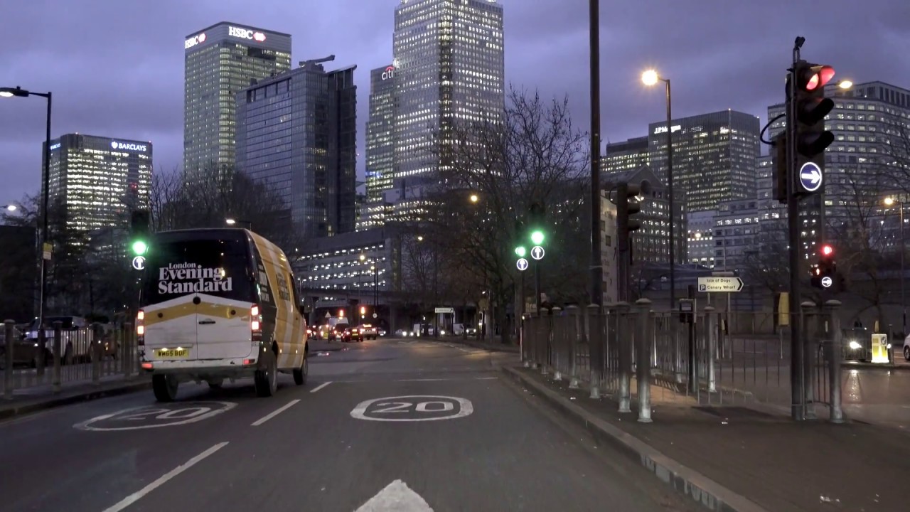 London Canary Wharf Drive, East-London, Virtual Tour, UK 🇬🇧