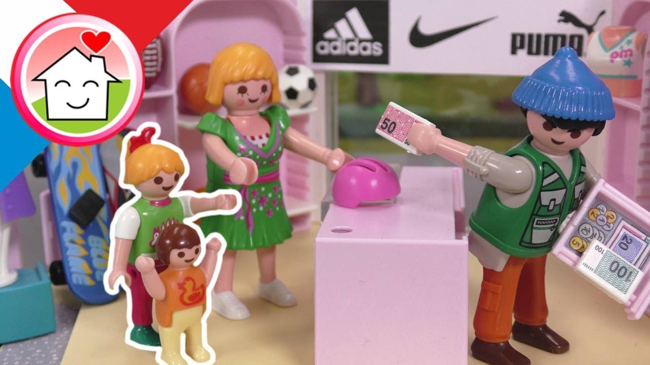 Playmobil en francais Shopping avec Manni Crapouille - Commissaire Overbeck - Famille Hauser