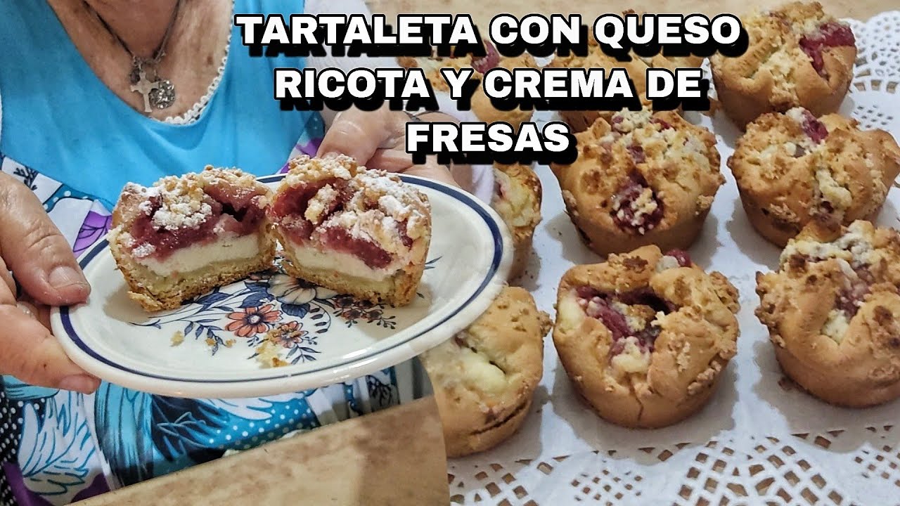 TARTATLETAS CON QUESO RICOTA Y CREMA DE FRESAS,DELICIOSAS. María la pastelera - Recetas paso a paso
