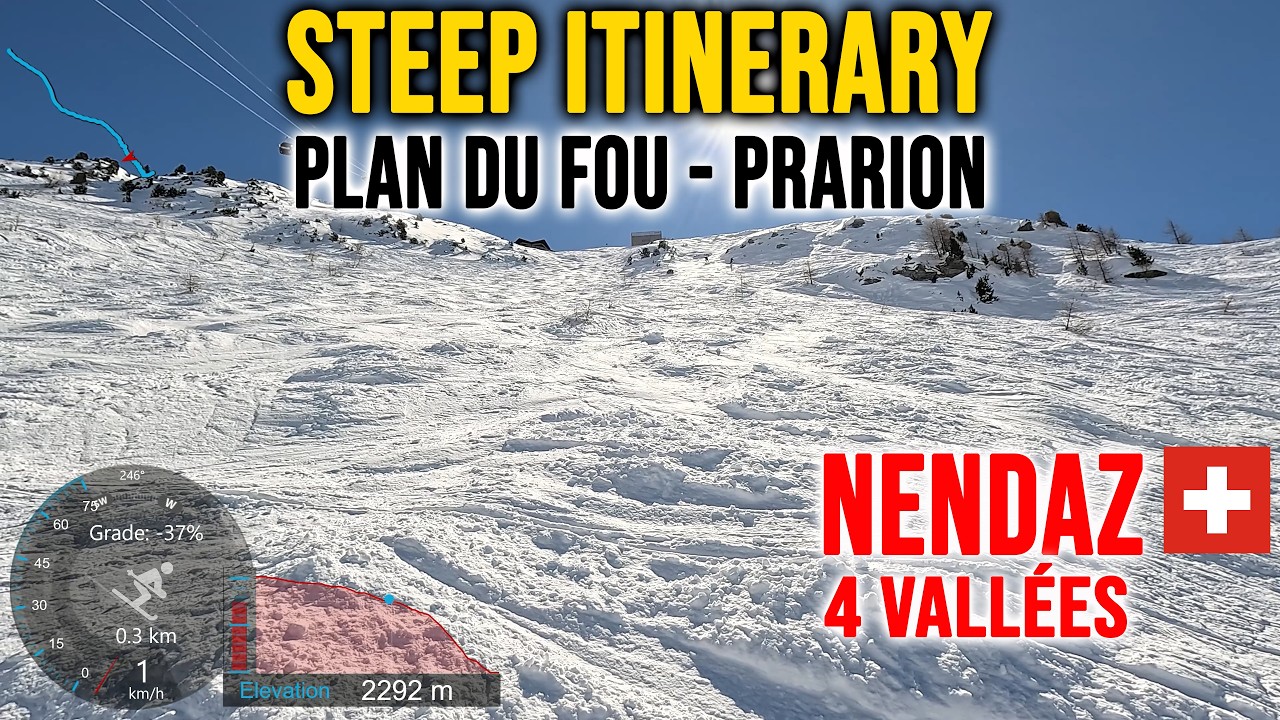 [4K] Skiing Nendaz, Steep Plan du Fou - Prarion Itinerary Black, 4 Vall&eacute;es Switzerland, GoPro HERO13