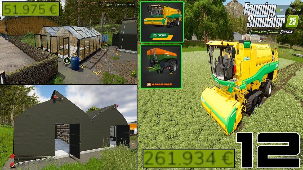 Farming Simulator 25 Highlands Fishing | Oxbo EDP540e PISELLI + serre medie verdura funghi | EP-12