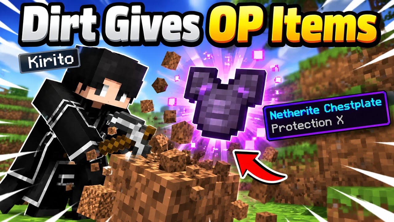 MINECRAFT, BUT DIRT GIVES YOU OP ITEMS! 🔥😎