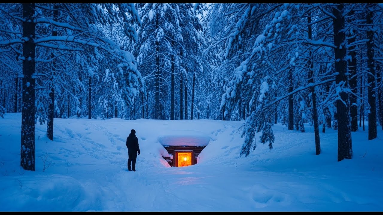 Hidden Winter Dugout Shelter Build  Silent Bushcr