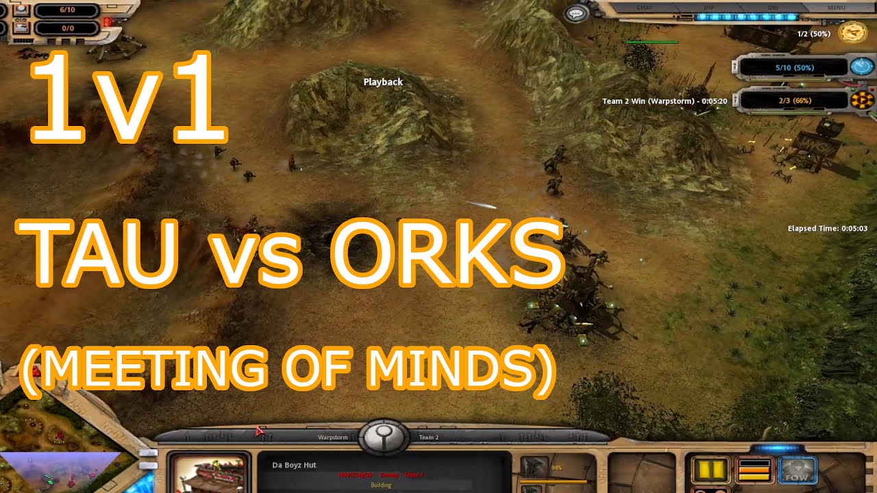 Firepower vs Numbers: Tau vs Orks, 1v1 on Meeting of Minds | Dawn of War: Soulstorm
