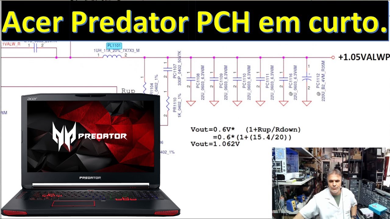 Acer Predator não liga. PCH em curto. Resolvido passo a passo. Shorted ACER Predator PCH.