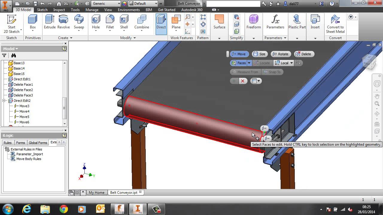 Autodesk Inventor Direct Edit Convert Base Solids to an Intelligent Asset