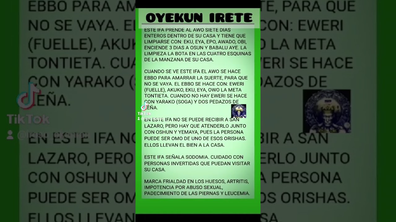 ODU DE IFA OYEKUN IRETE