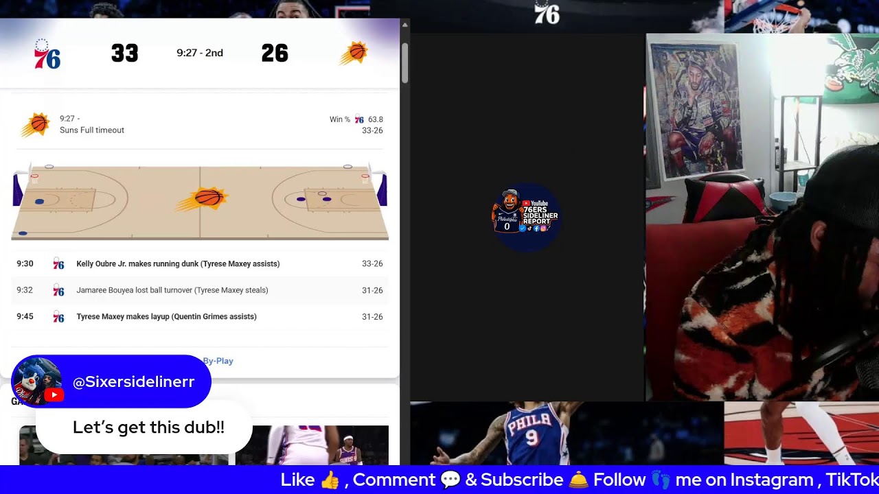 🚨 LIVE NOW 🚨 Reacting to 76ers vs Suns in REAL TIME 👀🔥 Pull up & talk hoops with me ⬇️