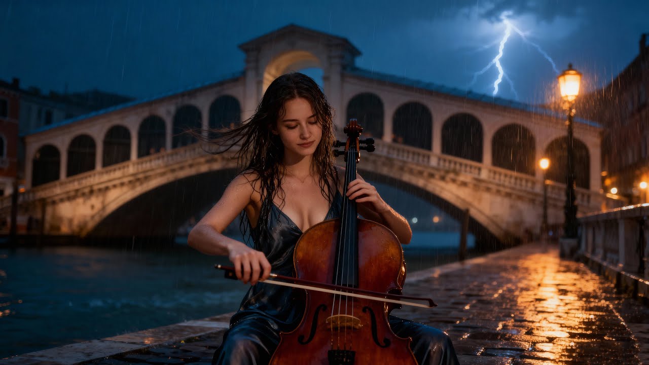 🎻🎹 Cello & Piano in Rainy Venice Night – Emotional Relaxing Music for Stress Relief & Sleep