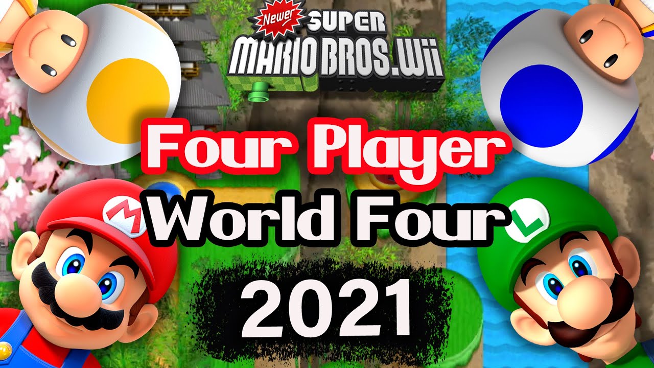 Newer Super Mario Bros. Wii – 100% Multiplayer (4 Players) World 4 | 2021