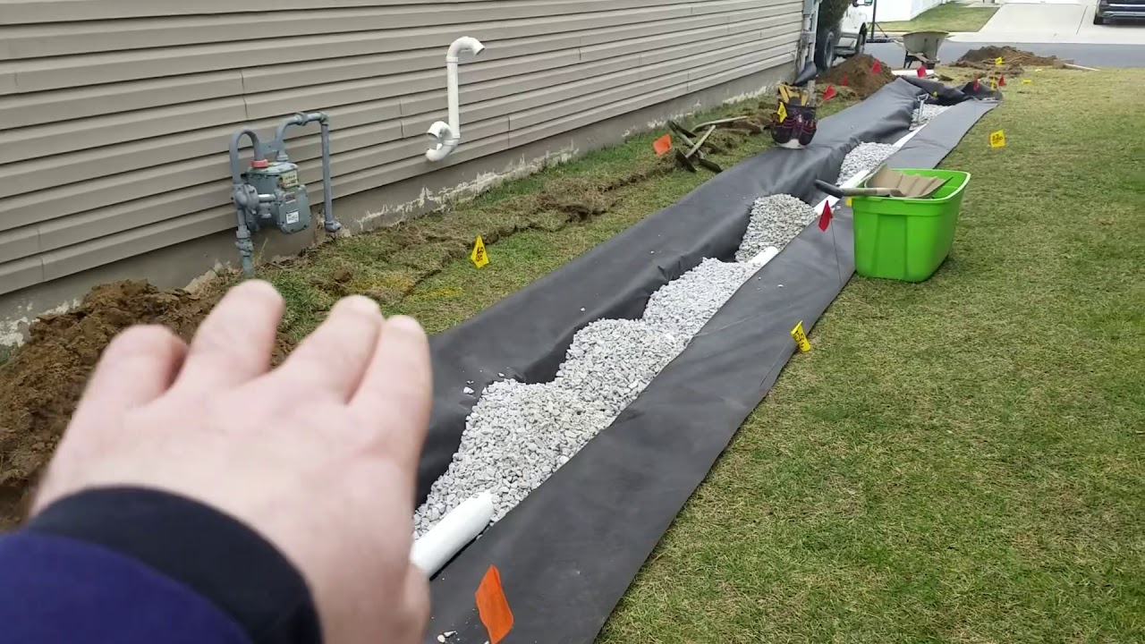 Exterior Curtain French Drain System Installation, Ground Saturation & Basement Flooding Prevention