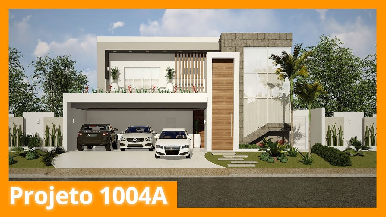 Projeto de sobrado com sacada e varanda - 1004A