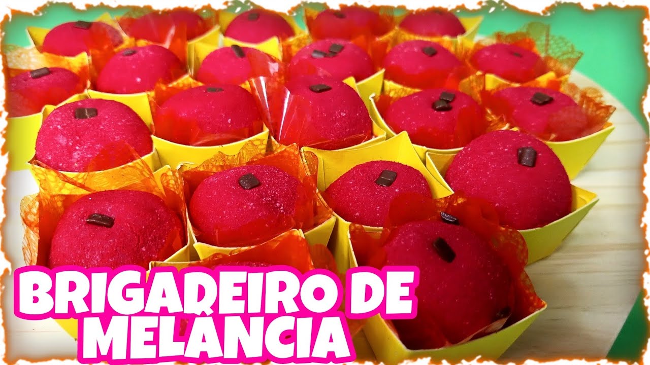 Receita de brigadeiro gourmet MAGALI| BRIGADEIRO DE MELÂNCIA| FESTA TEMA MAGALI| DOCES FESTA MAGALI🍉