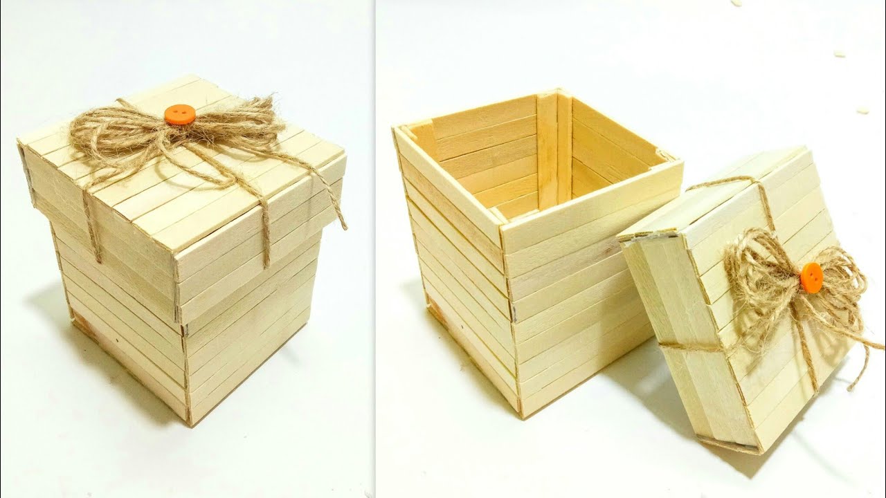 Como hacer Manualidades (caja de regalo) con palitos de helado FACILES | DIY Manualidades #202