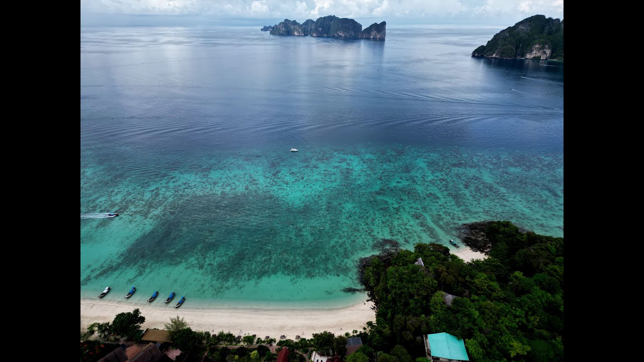 Phi Phi and Long Beach from above