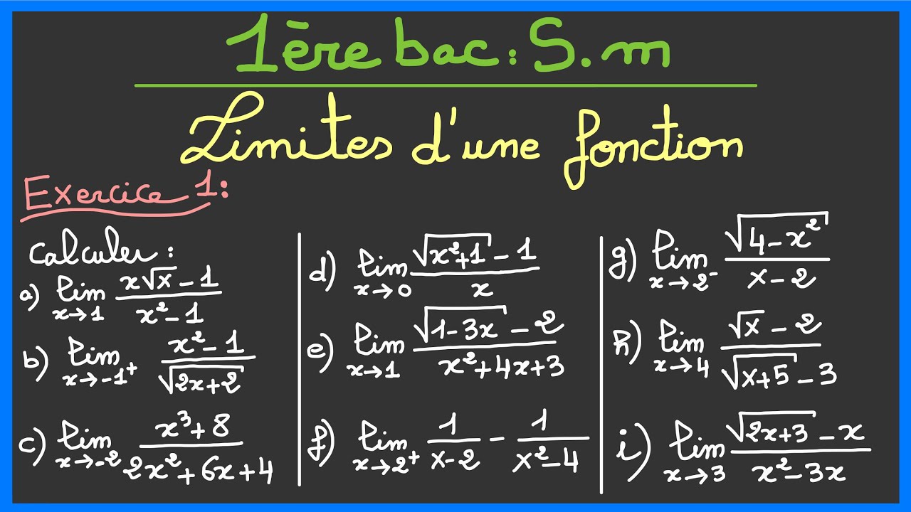 1ère bac S.m : Exercices sur les limites ( Exercice 1 )