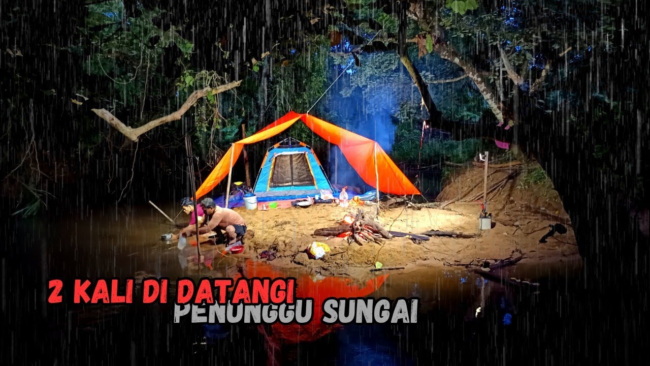 Diguyur hujan deras, Horror‼️ 2 kali penunggu sungai menapakkan wujud nya. Relaxing Rain Sound.