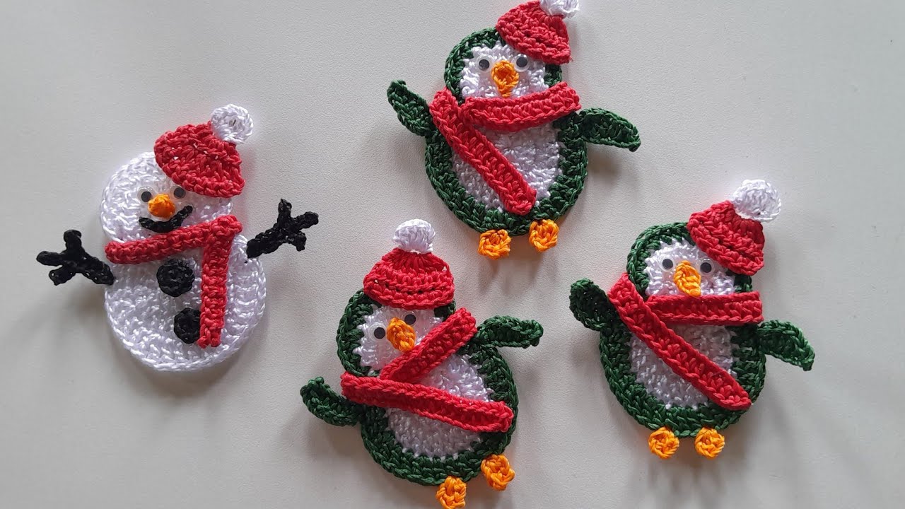 PINGUIM DE NATAL EM CROCHÊ IMÃ DE GELADEIRA PASSO A PASSO