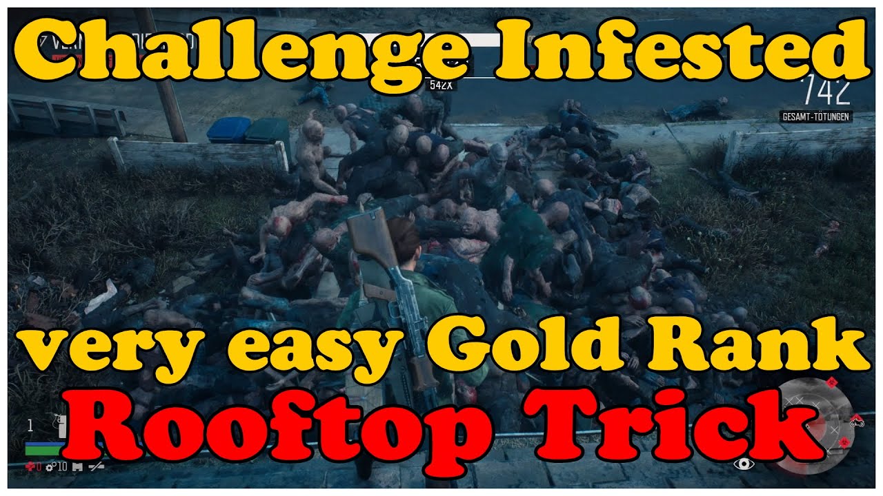 Days Gone very easy Gold Medal Rank Horde Challenge Infested Week 7 Rooftop Trick Gameplay
