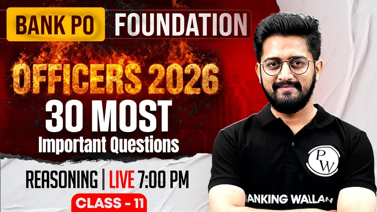 IBPS /SBI /RRB PO 2026 | 30 Most Important Questions | Reasoning for Banking Exam | by Sachin Sir