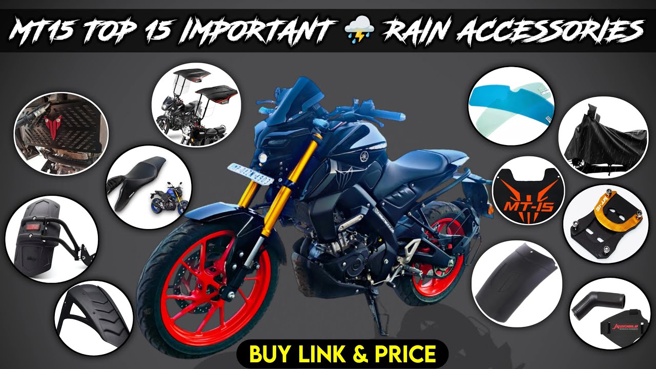 Mt 15 top 15 important rain accessories ⛈️ in single video |mt15 radiator guard,Mudguard,seat cover