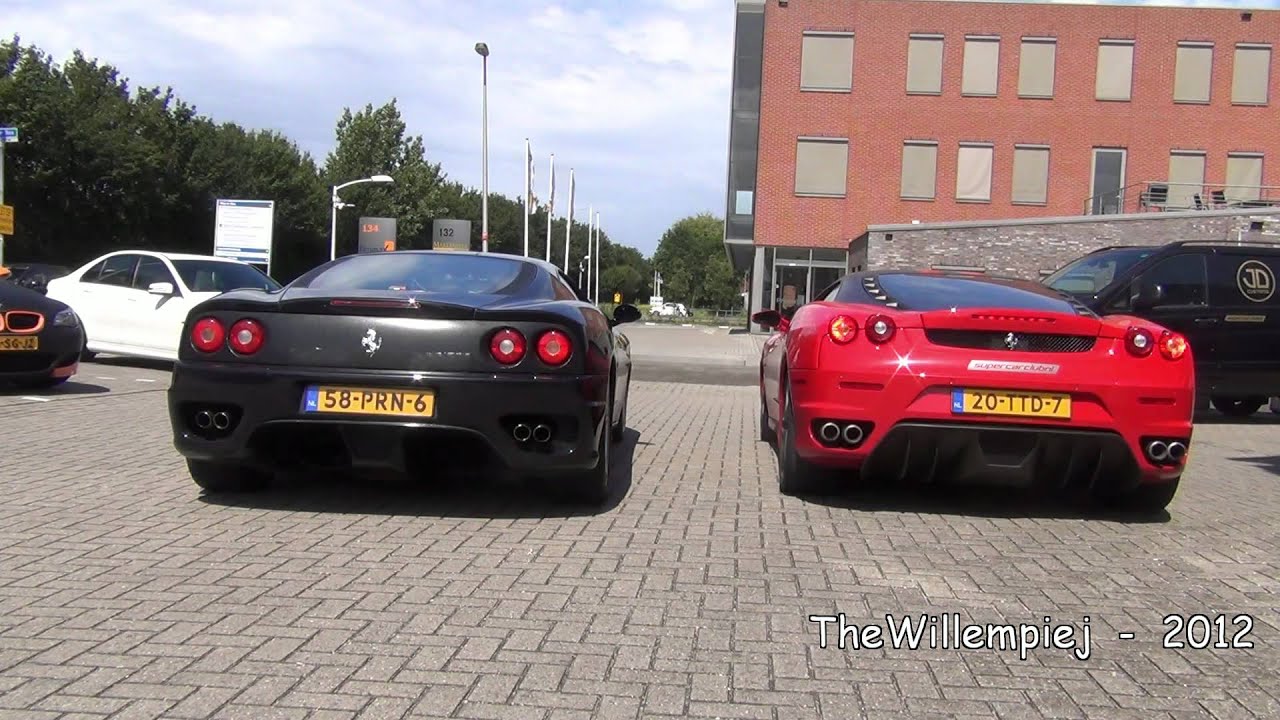 Ferrari F430 vs F360: LOUD Rev Battle & F430 BURNOUT!!! (HD)