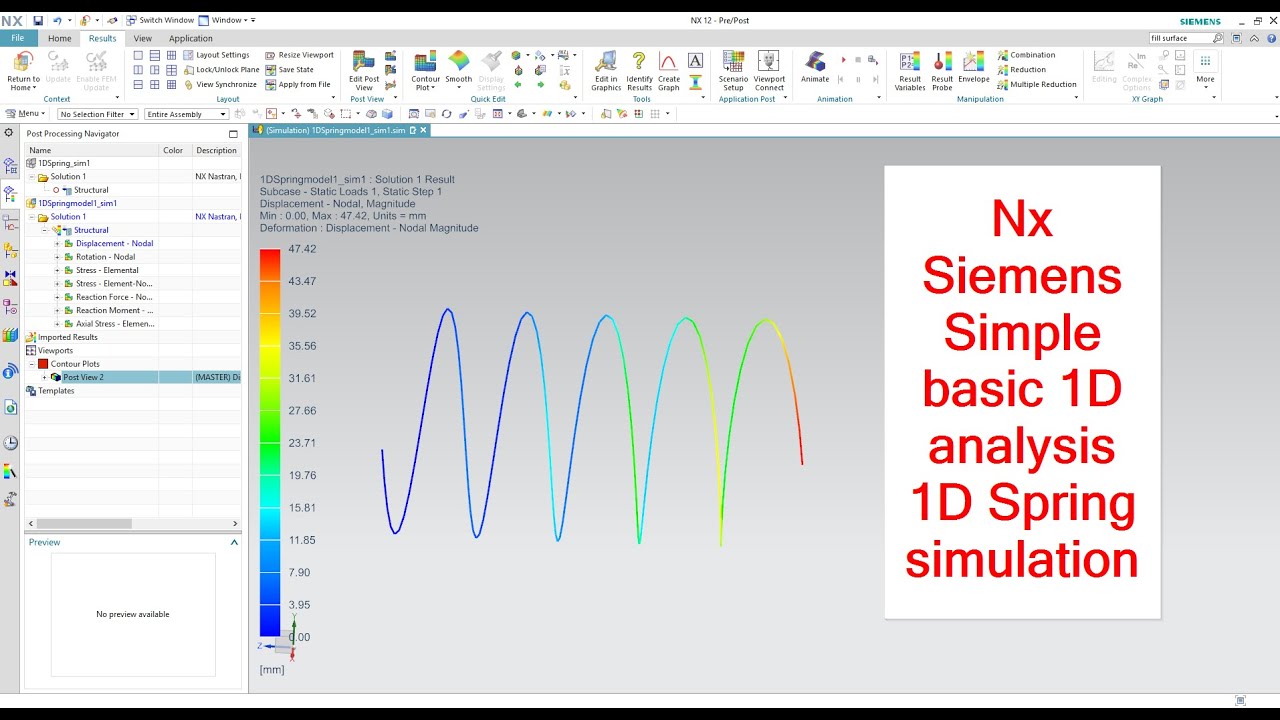 Nx Siemens basic tutorial 1D Spring analysis simulation FEA Nastran solver