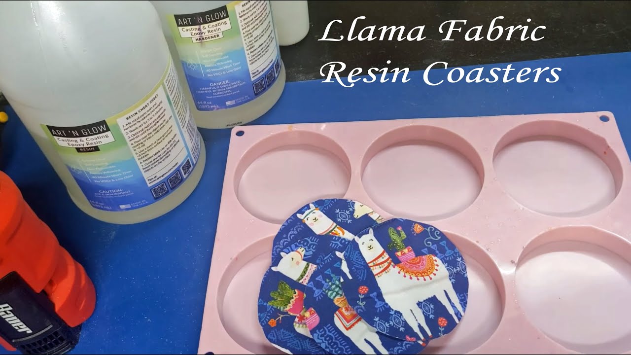 Llama Fabric Coasters, Fabric Set in Epoxy Resin