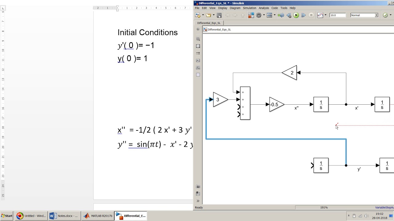 Как разработать дифференциальное уравнение (2-го порядка) в Simulink - MATLAB?