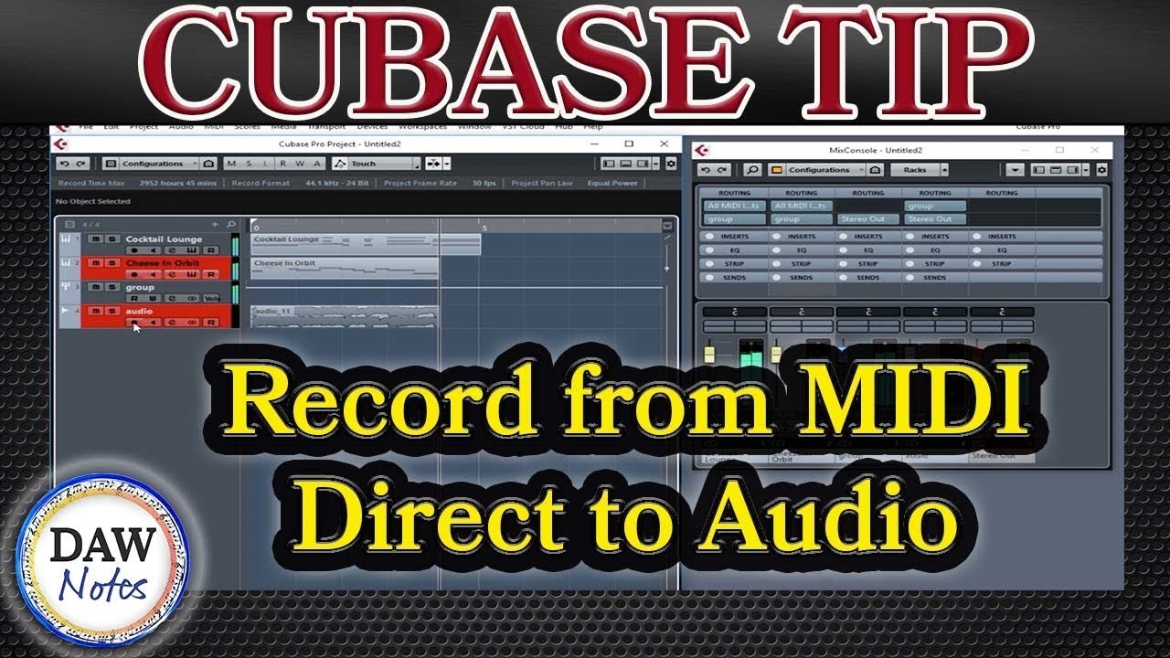 Cubase Tip: Record from MIDI Direct to Audio Track