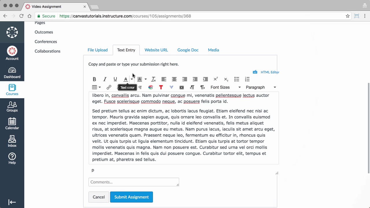 Отправка заданий &mdash; Видеокурс по работе с Canvas