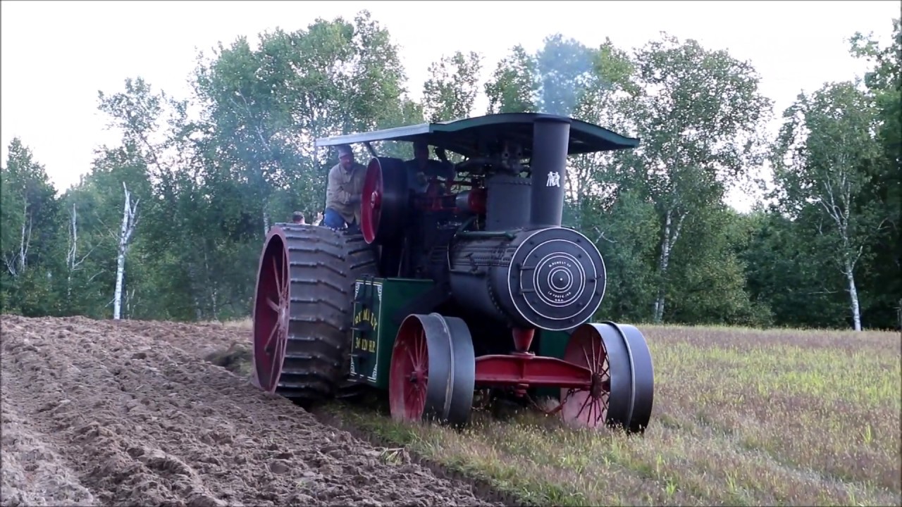 Steam Tractor Plowing, Rumely 36-120 Traction Engine, White Pine Show