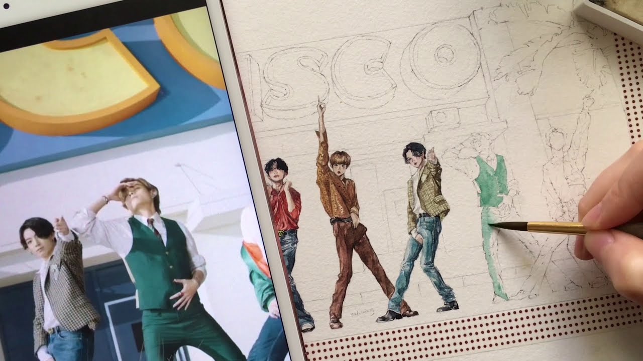 painting kpop mv scenes // dynamite by bts