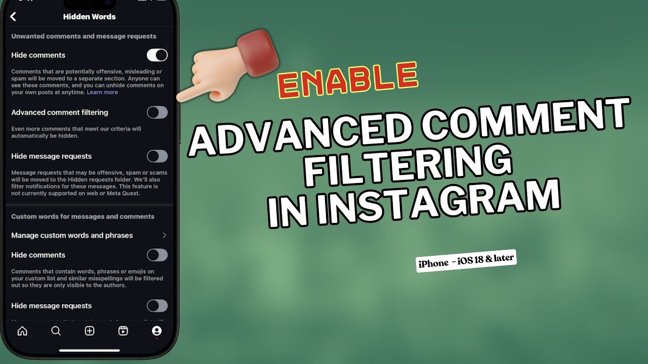 How to Enable Advanced Comment Filtering in Instagram on an iPhone (iOS 18 - UPDATED)