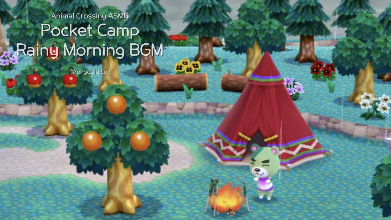 포켓캠프 BGM | 비내리는 날 아침 🍒 휴식이 필요할때 듣기 좋은 ACNH 1시간