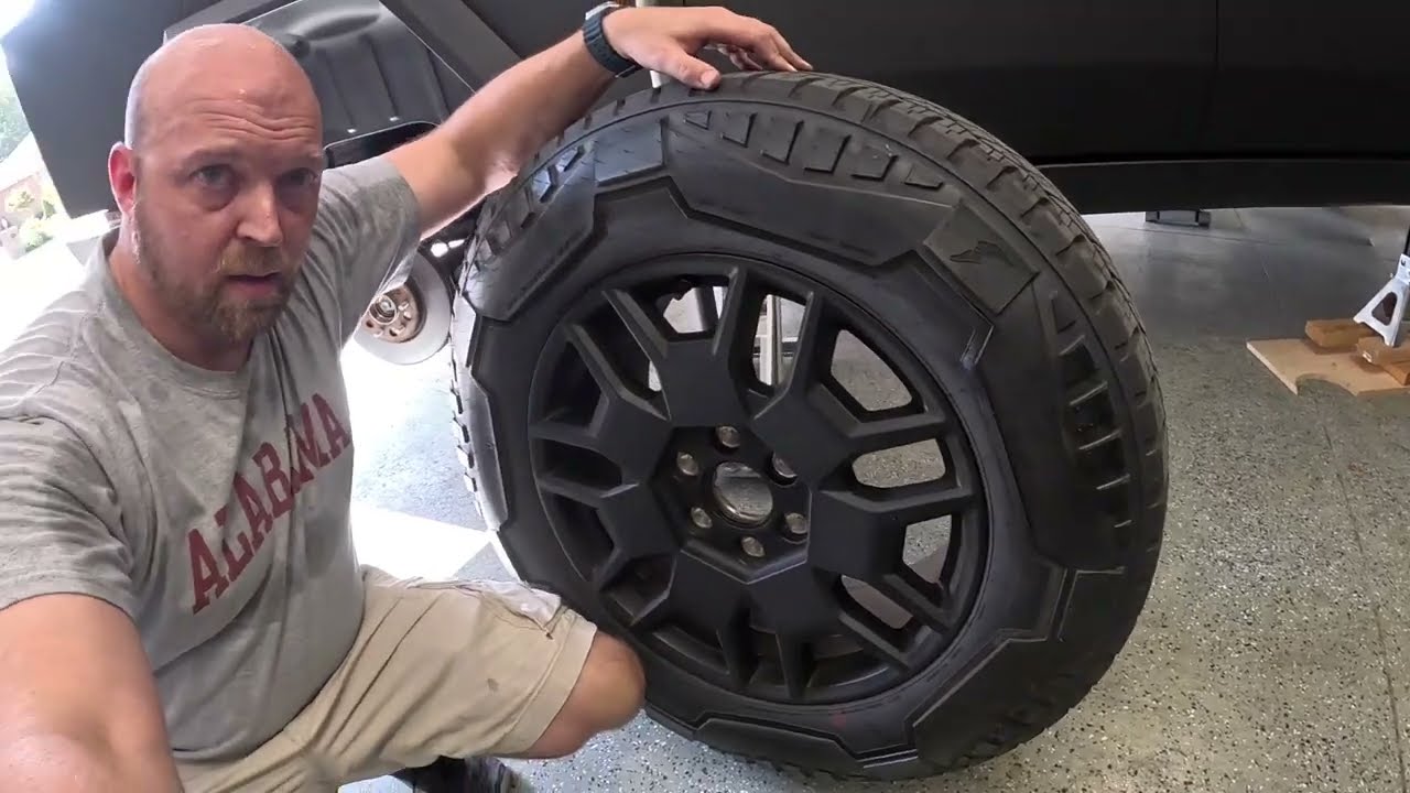 First Cybertruck Tire Rotation!