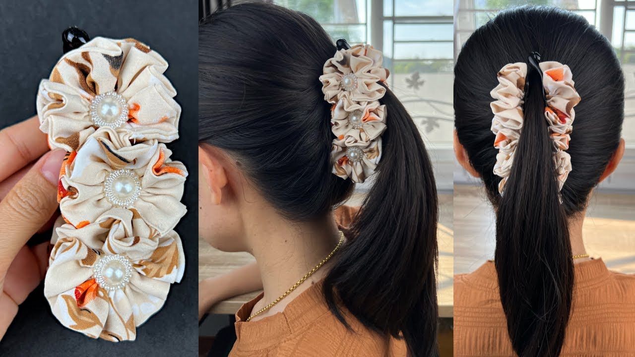 Flowers Hair Clip ✅✅ How to decorate banana hair clip . DIY Hair Clip.
