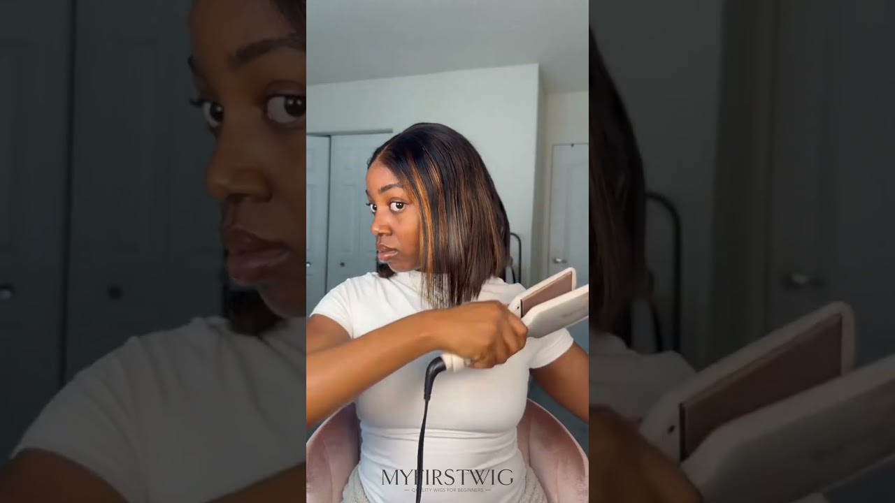 No Ear Tabs Issue!Highlight Bob Wig For Beginners!Natural Hairline & More Secure#myfirstwig #bobwig