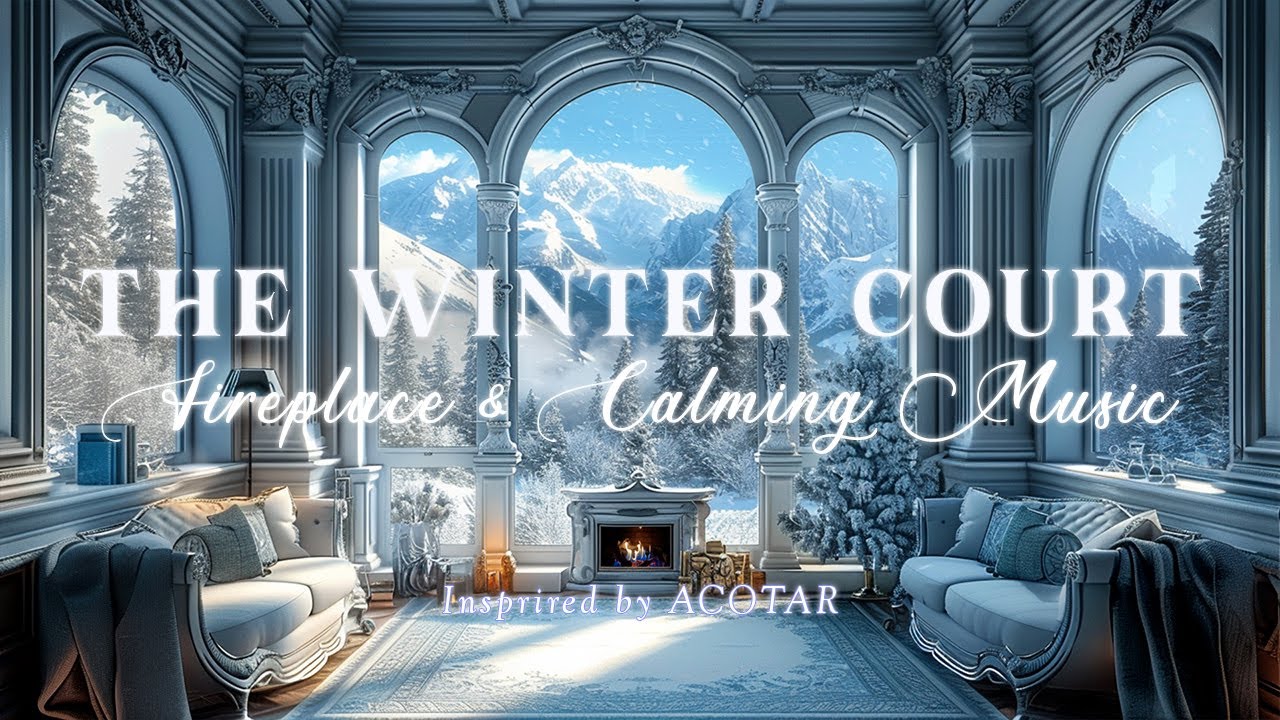 The Castle Winter Court ❄️ Fantasy Music Ambience & Crackling Fire | ACOTAR Winter Court ASMR