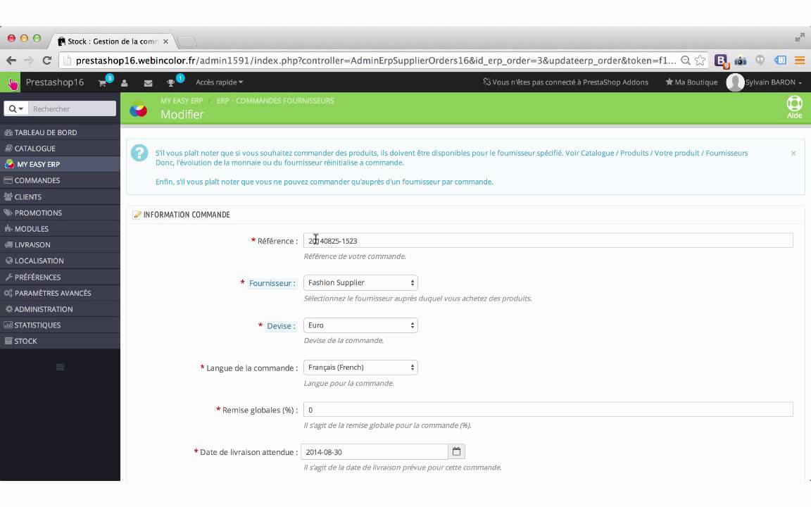 Démonstration du module My Easy ERP pour Prestashop