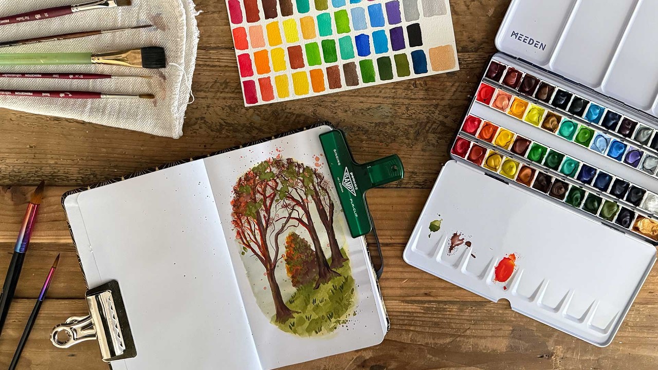 New Sketchbook First Page ✨ Talens Art Creations Tree Landscape Painting