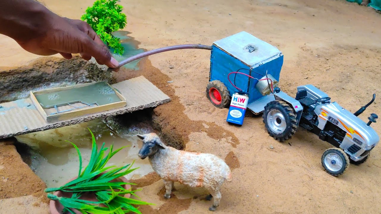 How to make construction tractor science project idea | diy Cow shed | @Santroyce