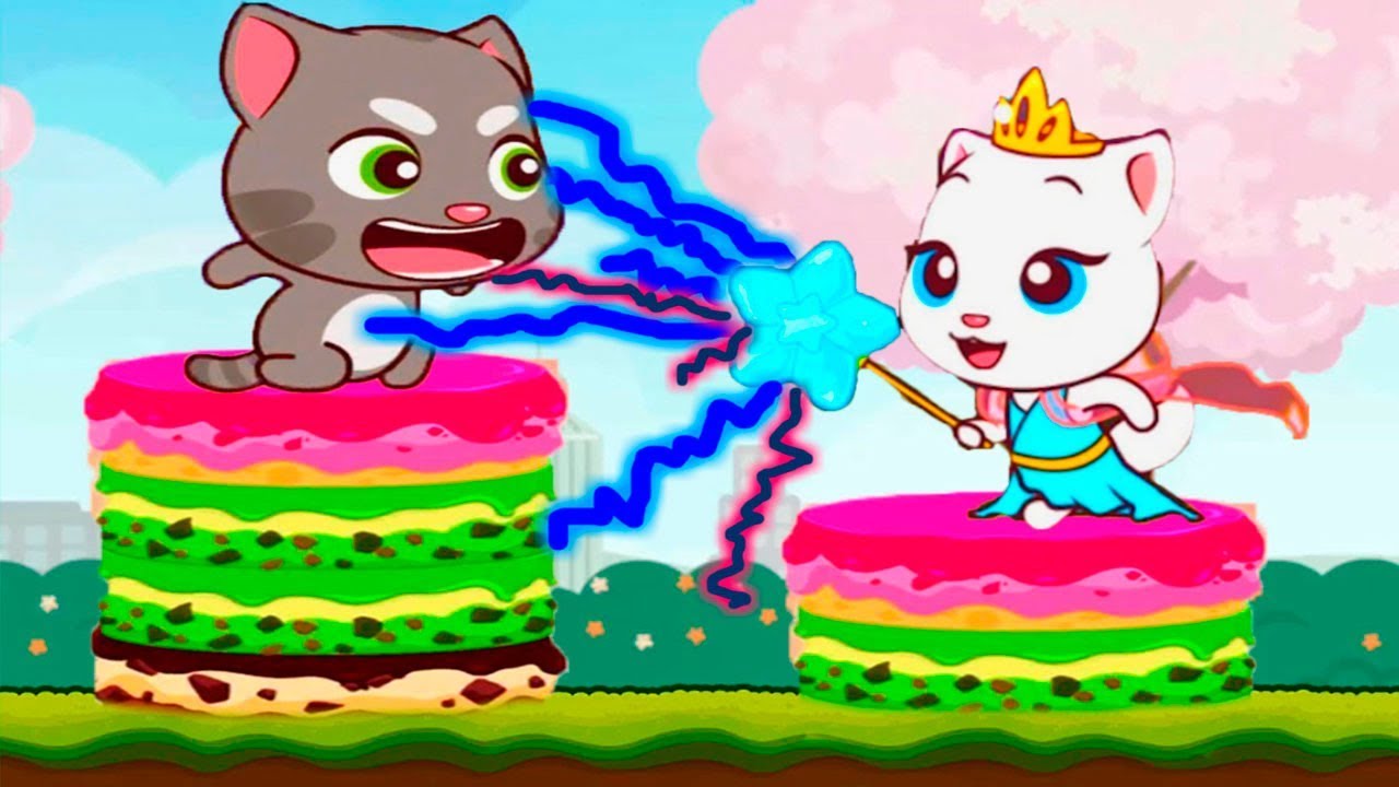 ГОВОРЯЩИЙ ТОМ минимульты ВКУСНАЯ БАШНЯ Тома #4 ДРУЗЬЯ! Игровой мультик   Talking Tom Cake Jump