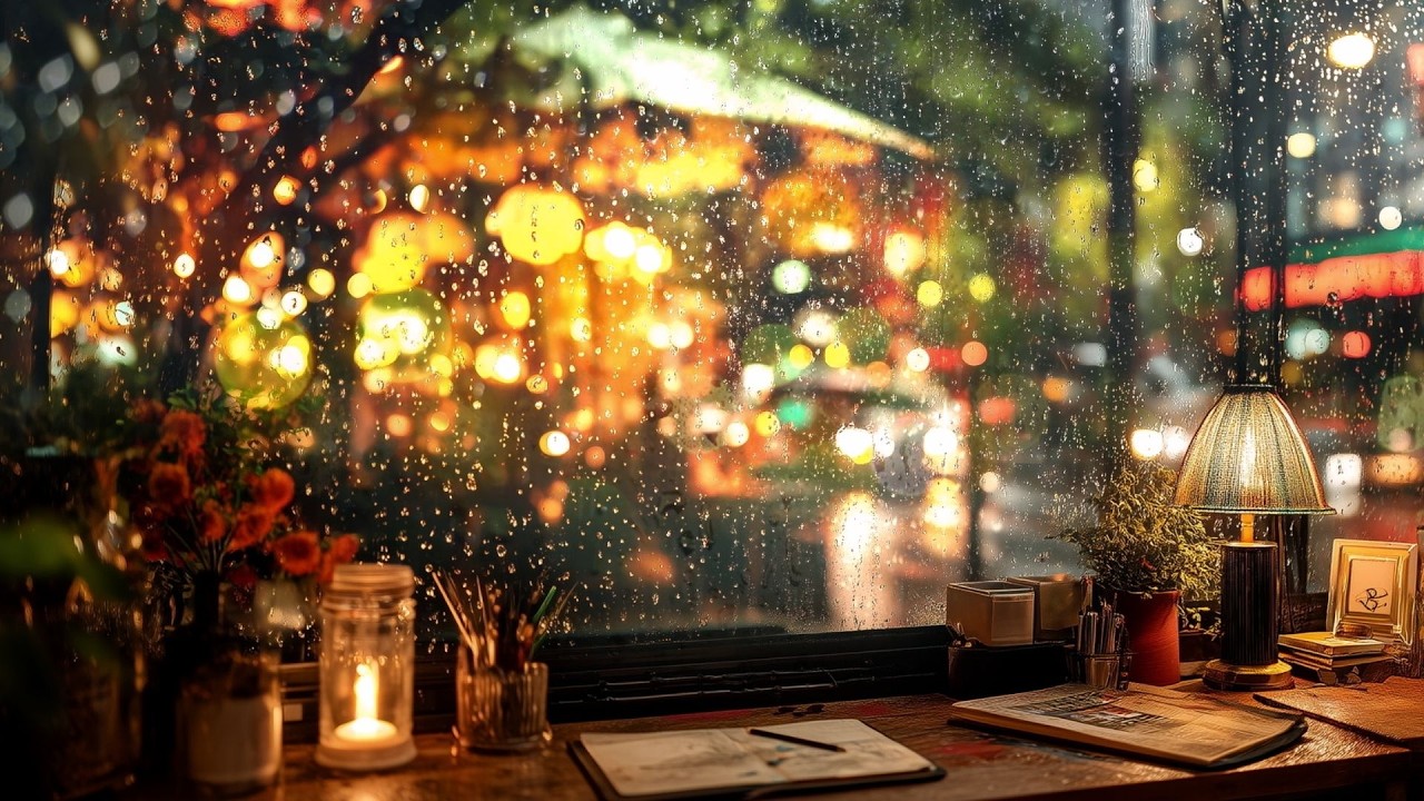 Cozy Cafe Rain for Better Sleep ☕ | 따스한 조명이 머무는 카페 창가에서 듣는 빗소리, 숙면을 위한 차분하고 깊은 빗소리 3H