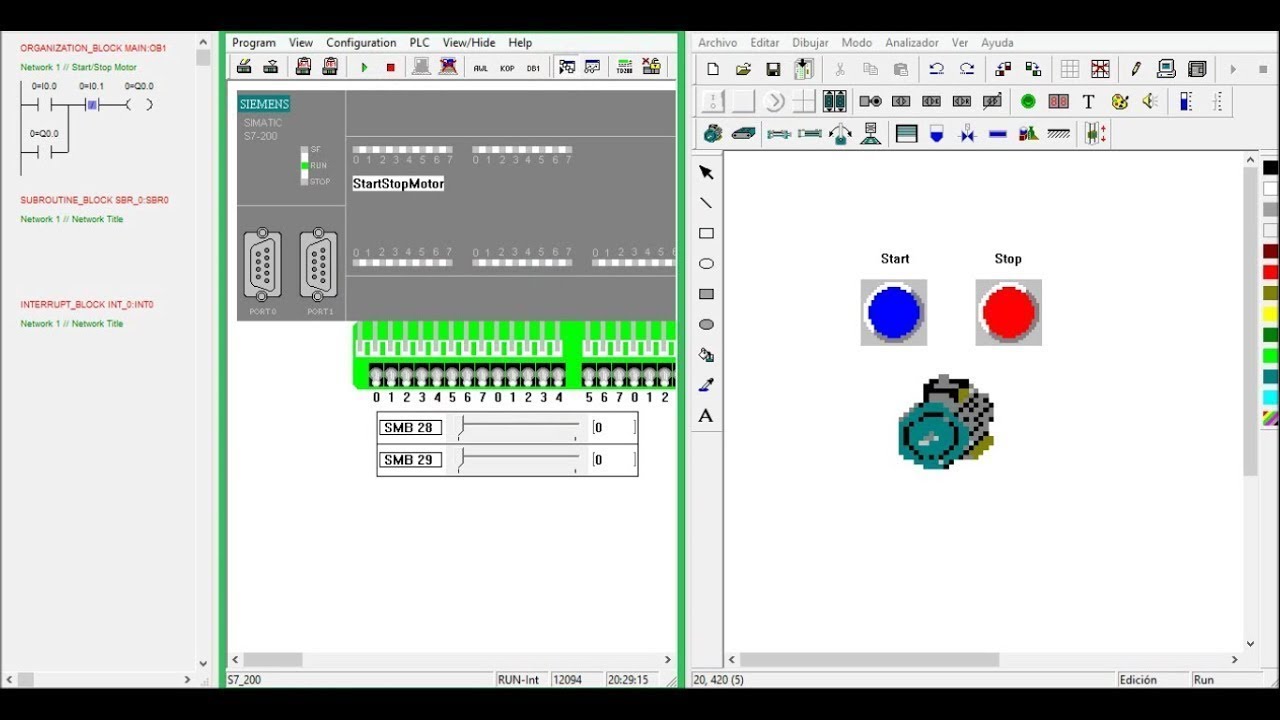 Siemens PLC Code & Simulation ''S7-200 Simulator'' with ''PC-Simu''